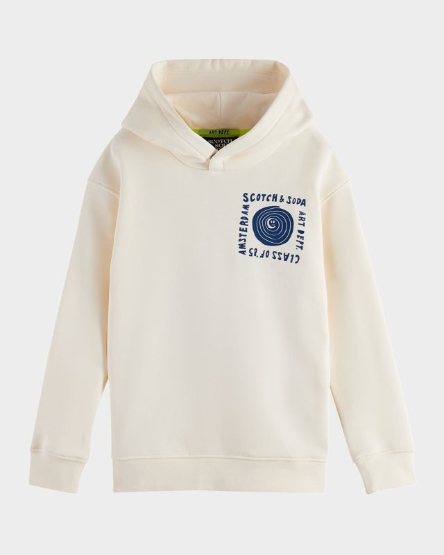 Boy's Flocked Graphic-Print Hoodie, Size 4-12